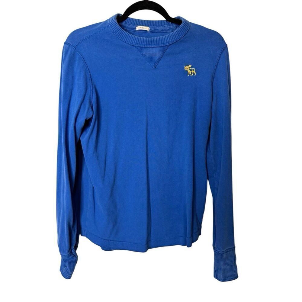 Abercrombie & Fitch Muscle Shirt Royal Blue w/ Moose Logo 100% Cotton Mens S